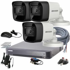 3 kamerás HIKVISION kamerarendszer 5MP, 3K lite, kültéri, nagylátószögű, 2,8mm objektív, 30m IR, éjjel színes kép, 16K0T-7204HQHI