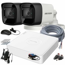 2 kamerás HIKVISION kamerarendszer 8MP-es, HD-TVI kültéri, beltéri, nagylátószögű kamerával