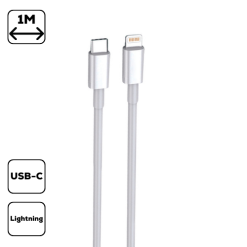 Adatkabel Type C To Lightning 1m 3a Feher