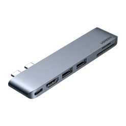 UGREEN CM380 6 az 1-ben USB-C hub adapter, MacBook Air / Pro-hoz, szürke