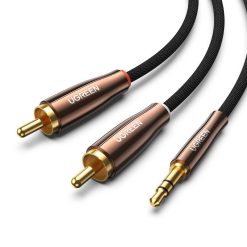 UGREEN AV170 kábel 2x RCA, Cinch, jack 3,5 mm, 2m, fekete