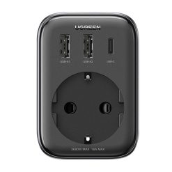 UGREEN Extender 90613 Hálozati töltő, 2x USB, USB-C, 30W, fekete