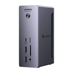 Ugreen U710, 2x Thunderbolt 4, DisplayPort 8K 30Hz, 4x USB, USB-C, RJ45, SD/TF, AUX, PD 90W, szürke