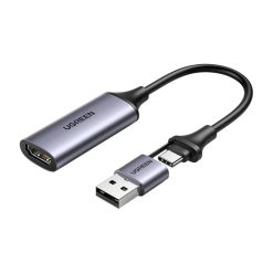 Ugreen CM489 rögzítőkártya, 4K, 60Hz, USB, USB-C, HDMI, fekete