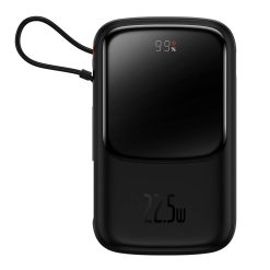 Baseus Qpow PRO Powerbank kábellel, 10000mAh, 22,5W, fekete