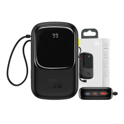 Baseus Qpow PRO Powerbank Lightning kábellel, 20000mAh, 20W, fekete