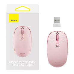 Baseus F01B vezeték nélküli egér, Tri-mode, 2.4G, BT 5.0, 1600 DPI, rózsaszín