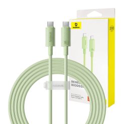 Baseus Habitat Series gyorstöltő kábel, USB-C - USB-C, 100W, 2m, zöld