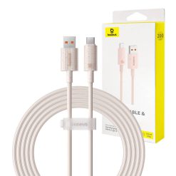 Baseus Habitat Series USB-USB-C gyorstöltő kábel, 2m, 100W, rózsaszín