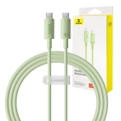 Baseus Habitat Series gyorstöltő kábel, USB-C - USB-C, 100W, 1m, zöld
