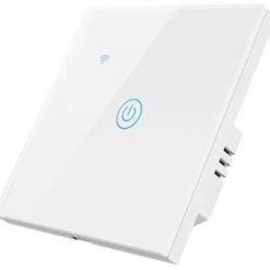 IoTec Touchy WBR1 eWeLink 1 áramkörös, WiFi+Bluetooth+RF, távvezérelhető, okos falikapcsoló, csak fázisvezetékkel is működik, fehér színben
