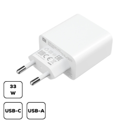 XIAOMI Mi 33W dual Type-A és Type-C fali töltő fehér BHR4996GL 1