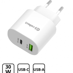 Hálózati gyorstöltő adapter 30W, Fehér 1