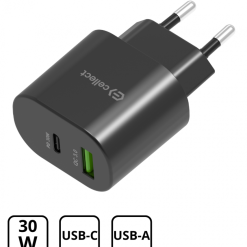 Hálózati gyorstöltő adapter 30W, Fekete 1