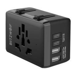 BlitzWolf BW-TA1 4 az 1-ben utazós adapter 2xUSB+USB-C+PD, 20W 1