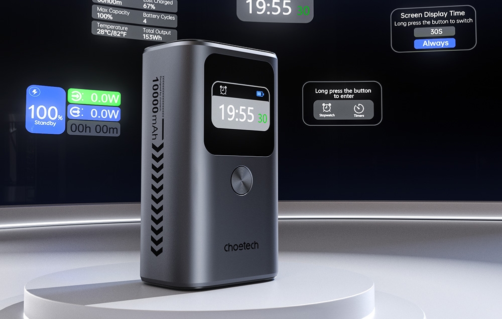 Choetech B701 powerbank, 10000mAh, PD 30W (szürke) 6