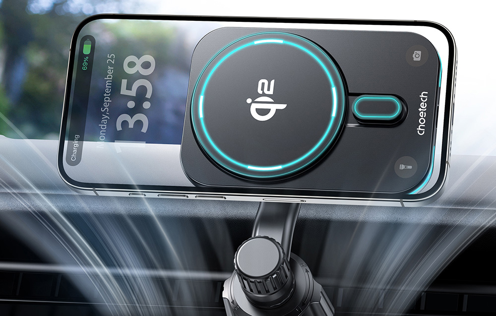Choetech MagLeap Wireless Qi2 15W-os autós töltő 3