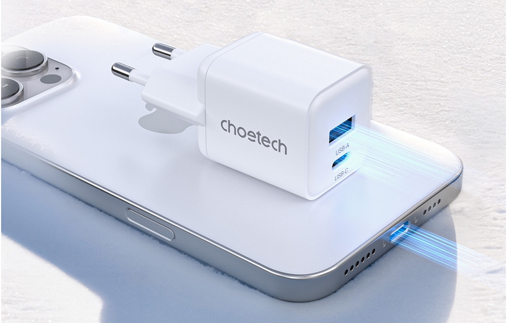 Choetech PD 30W kétportos fali töltő (fehér) 1
