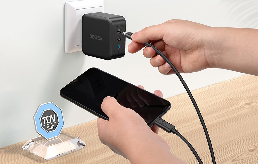 Choetech PD6008 2xUSB-C PD 100W-os GaN hálózati töltő 3
