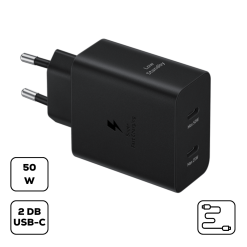 Sam hálózati duo tölt.kábellel,50W PD USB-C,Fekete 1