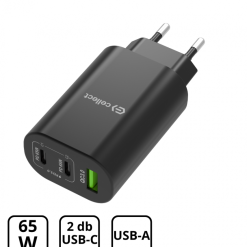 Hálózati gyorstöltő adapter 65W, Fekete 1