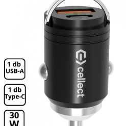 Mini autós töltő adapter gyorstöltő funkcióval 30W 1