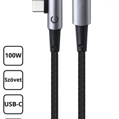 Szövet adatkábel 100W Type-C - Type-C 2m, Fekete 1