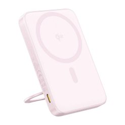 Baseus PicoGo mágneses powerbank állvánnyal, Qi2, 5000mAh, 20W (rózsaszín) 1