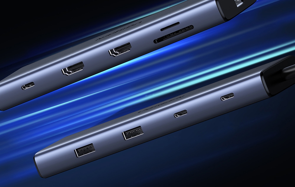 Adapter / Hub USB-C 10w1 Ugreen CM639, 2x HDMI, 2x USB, RJ45, SD/TF, PD 100W 2