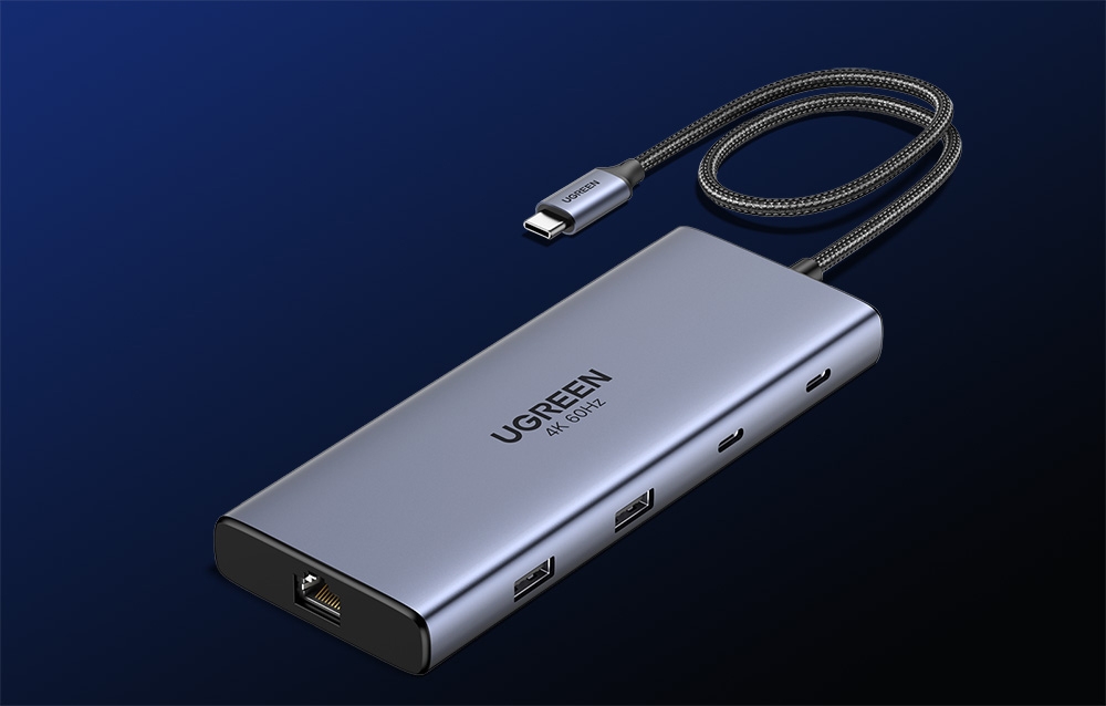 Adapter / Hub USB-C 10w1 Ugreen CM639, 2x HDMI, 2x USB, RJ45, SD/TF, PD 100W 7