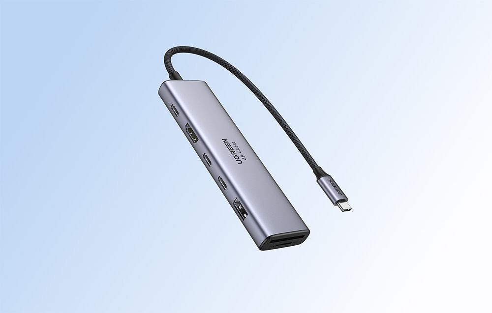 Adapter / hub USB-C 6w1 Ugreen CM512, HDMI 4K@60Hz, 2x USB, RJ45, PD 100W 1