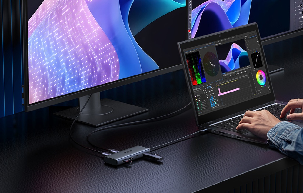 Adapter / Hub USB-C 7w1 Ugreen CM498, 2x HDMI 4K@60Hz, 2x USB, PD 100W 3