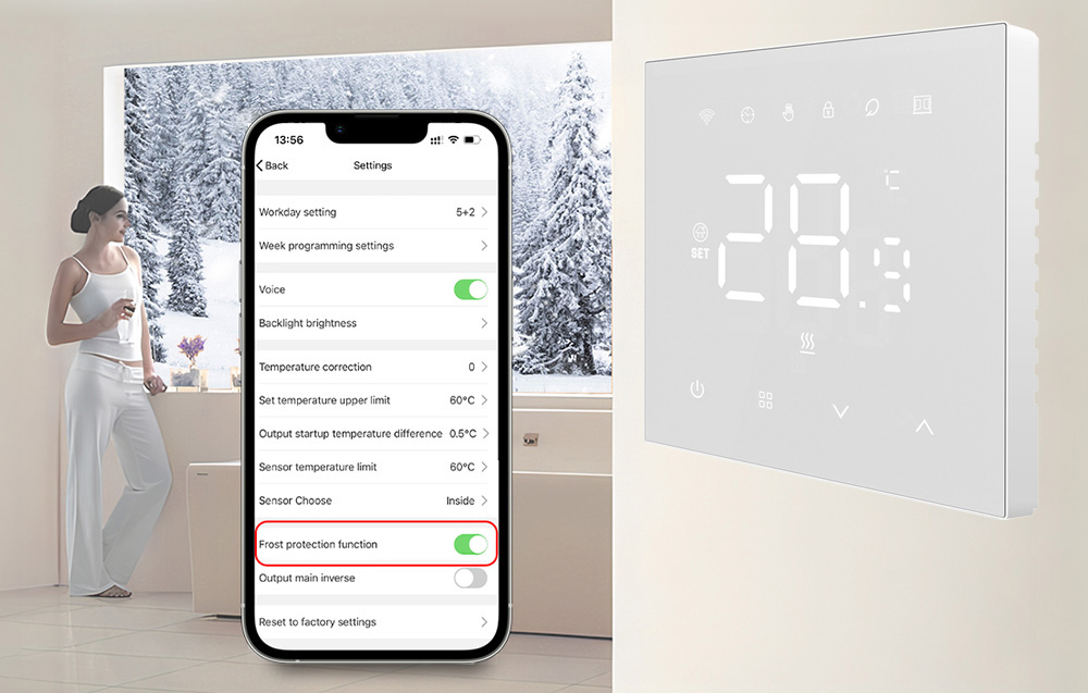 Avatto WT410-BH-3A-W okos termosztát, fehér, 3A, WiFi 3
