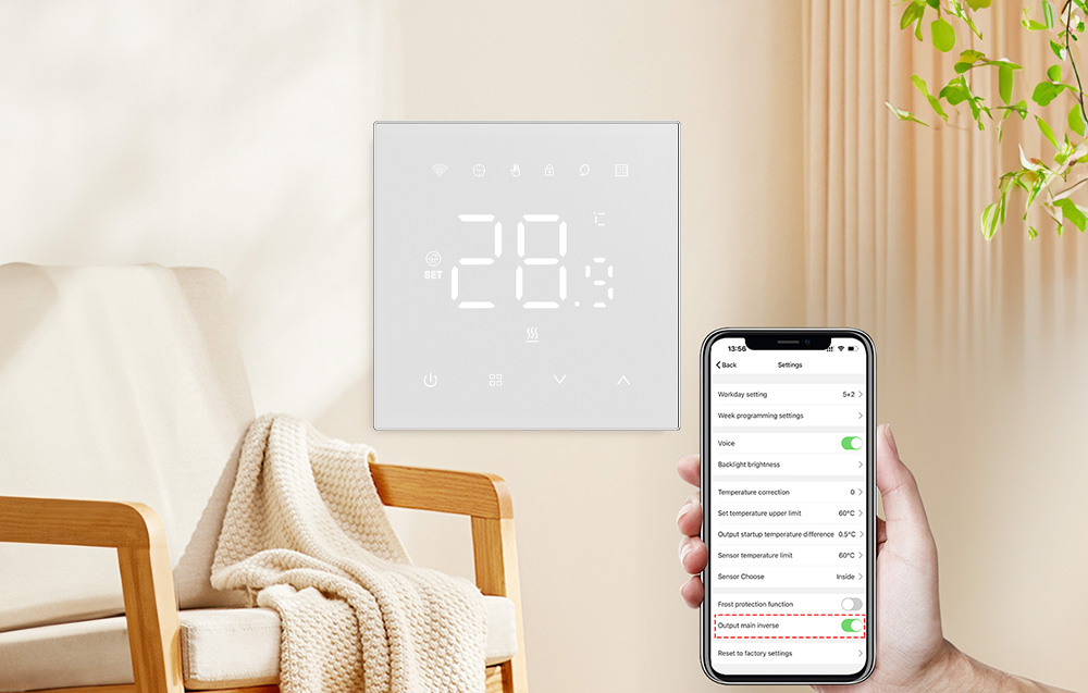 Avatto WT410-BH-3A-W okos termosztát, fehér, 3A, WiFi 4