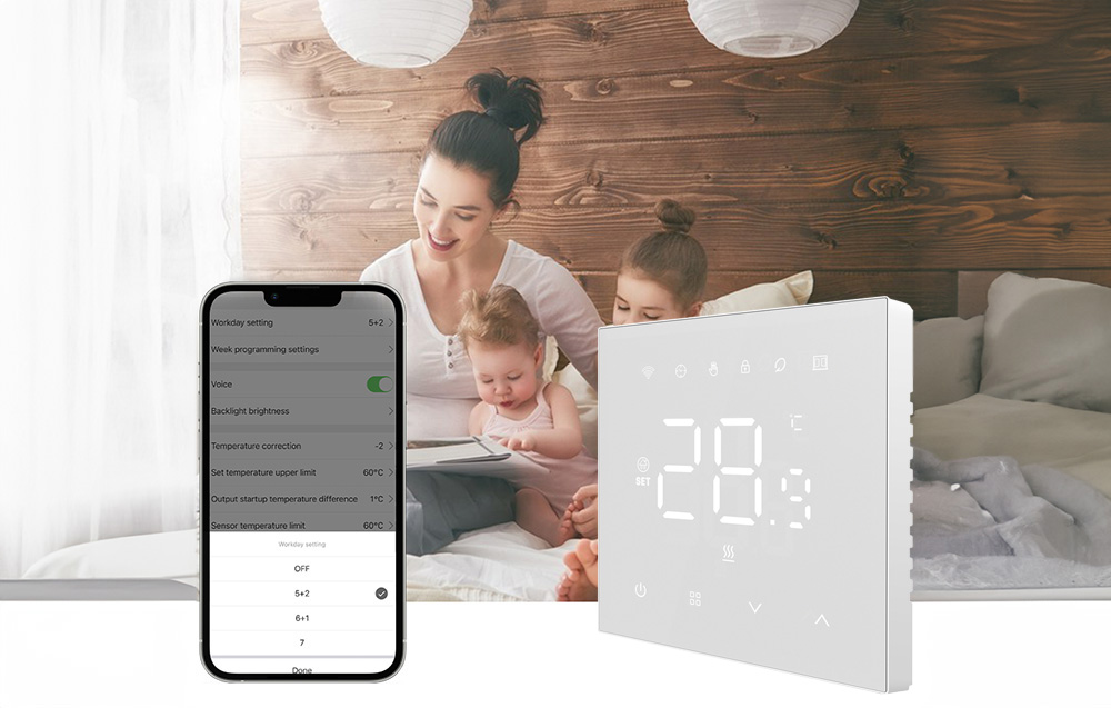 Avatto WT410-BH-3A-W okos termosztát, fehér, 3A, WiFi 6