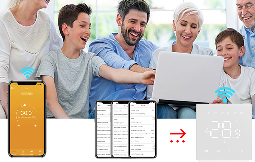 Avatto WT410-BH-3A-W okos termosztát, fehér, 3A, WiFi 7