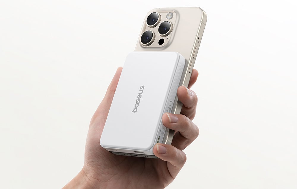 Baseus Airpow2 Qi2 mágneses powerbank, 10000mAh, 22,5W, fehér 4