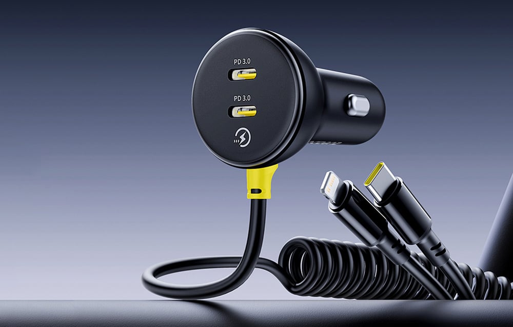 Baseus autós töltő + Lightning kábel, USB-C, 60W, fekete 1