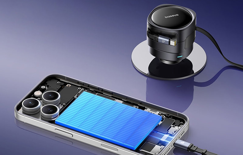 Baseus Enjoyment Max autós töltő, USB-C+USB-C kábelekkel, 60W, fekete 3