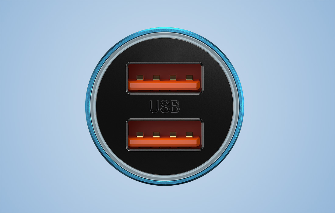 Baseus Golden Contactor Max autós töltő, 2x USB, 60W (kék) 2