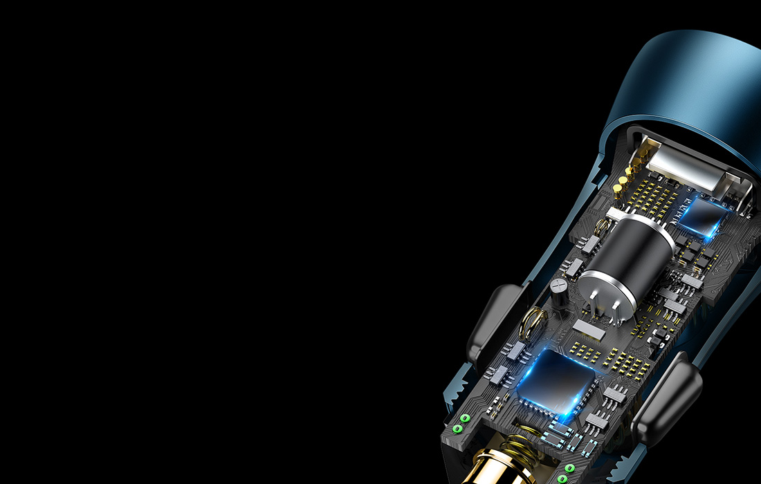 Baseus Golden Contactor Max autós töltő, 2x USB, 60W (kék) 4