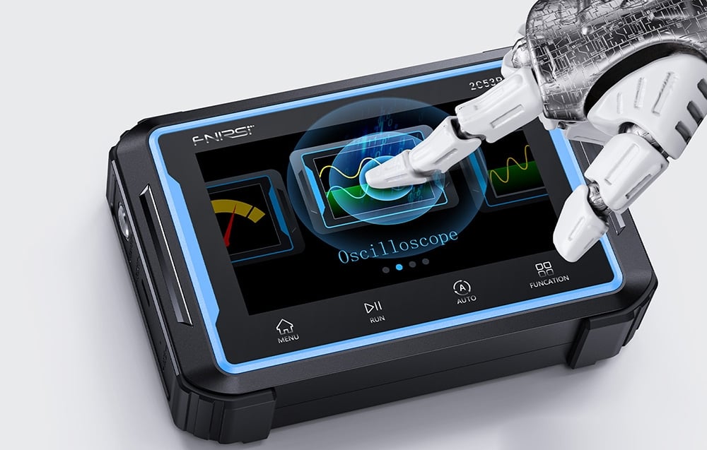 Hordozható 3 az 1-ben FNIRSI 2C53P 4,3" érintőképernyős oszcilloszkóp 5