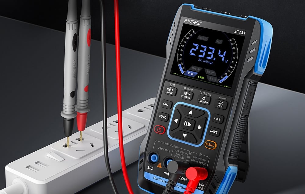 Hordozható 3 az 1-ben oszcilloszkóp FNIRSI 2C23T multiméter jelgenerátor 1