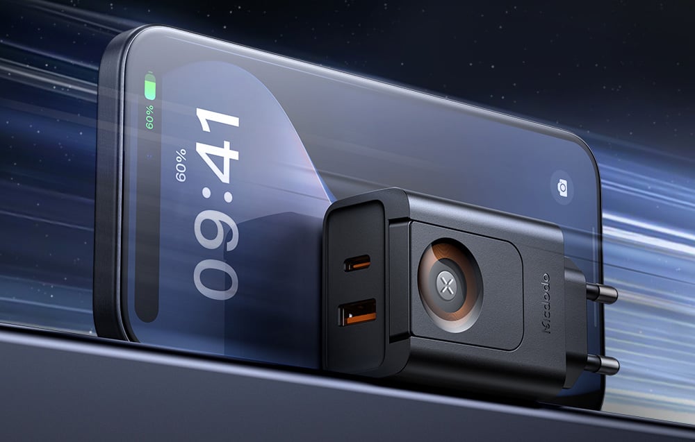 McDodo CH-3700 30W 2 az 1-ben USB-C+A töltő, fekete 4