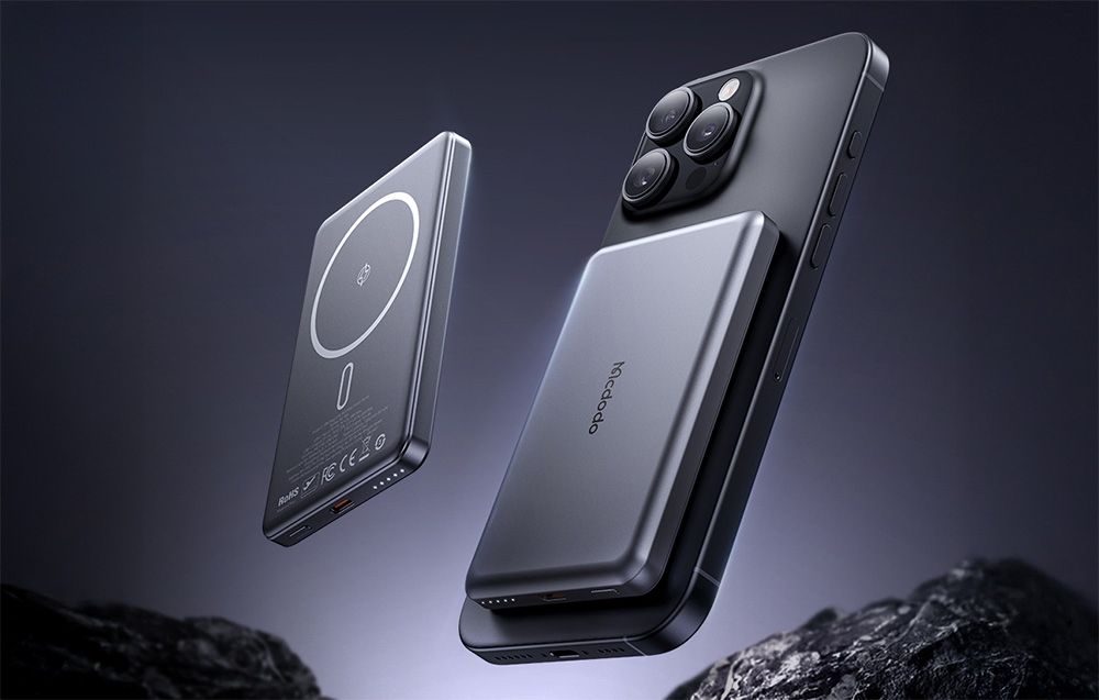 Mcdodo MC-4641 Ultra-vékony 5000mAh 1C mágneses Powerbank, vezeték nélküli (arany) 1