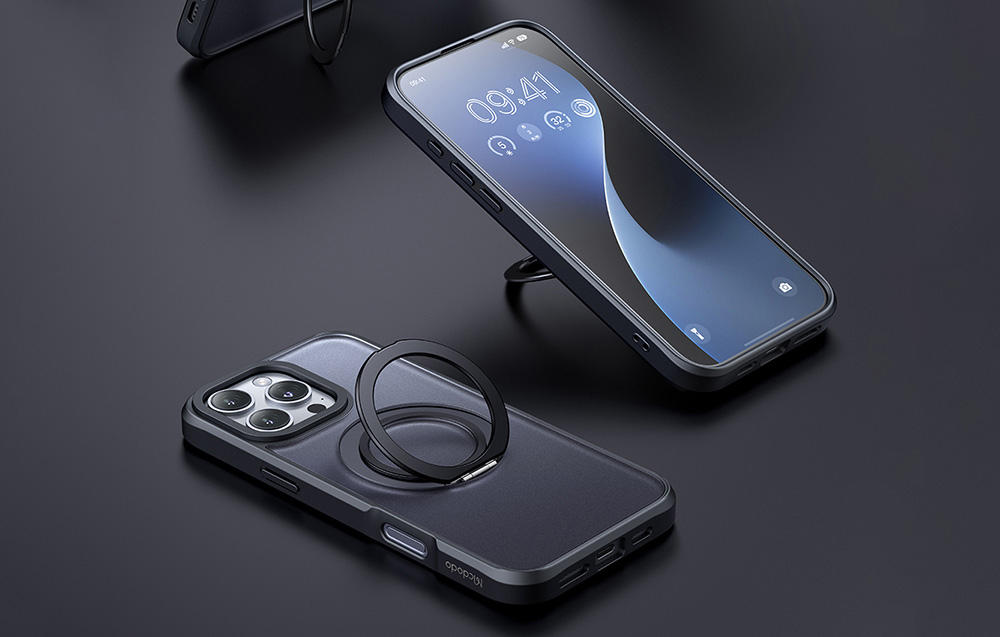 McDodo PC-4930 MagSafe tok iPhone 16-hoz állvánnyal, fekete 1