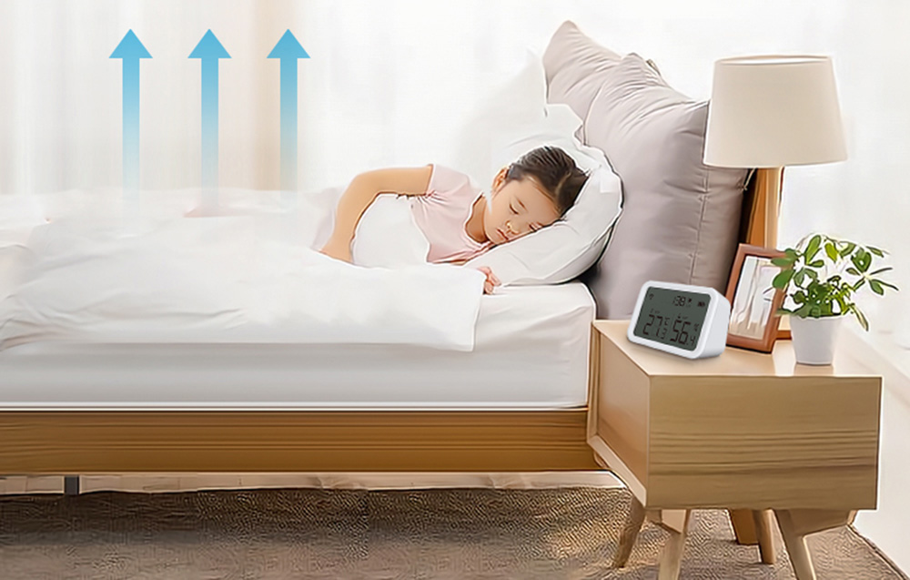 NEO NAS-TH02W okos hő- és páraérzékelő kijelzővel, Wi-Fi, TUYA 2
