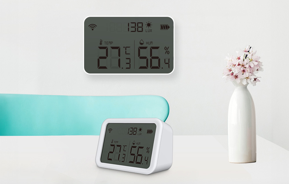 NEO NAS-TH02W okos hő- és páraérzékelő kijelzővel, Wi-Fi, TUYA 4