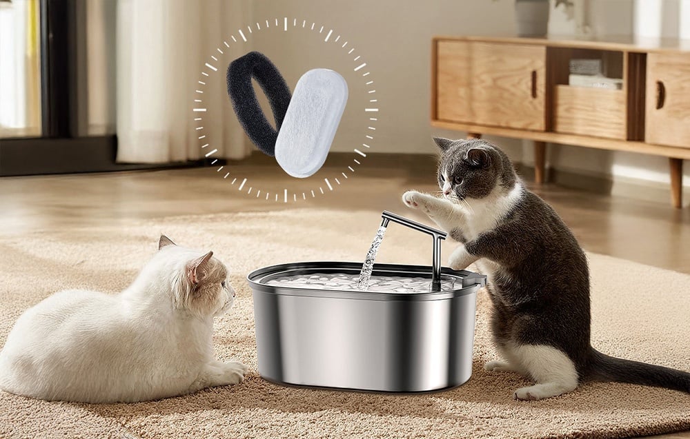 Rojeco 3.2L /2L rozsdamentes acélból készült macska vizes szökőkút szűrők 4Set 1