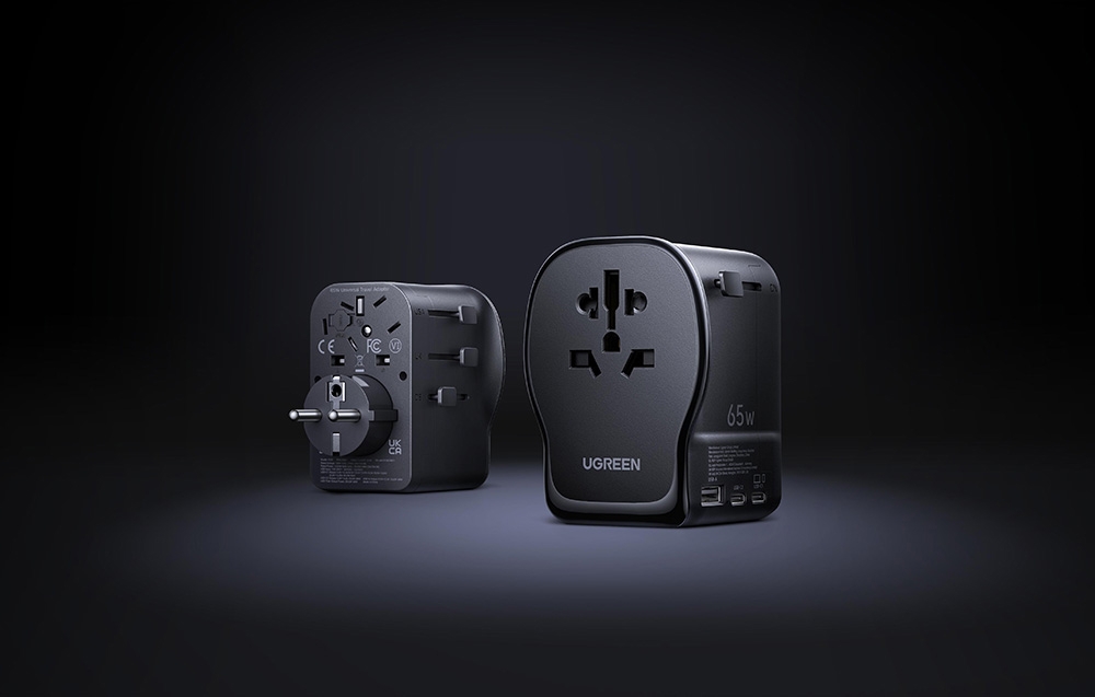 Ugreen S550 univerzális utazási adapter / hálózati töltő, 65W, 2x USB-C, 1x USB-A 1